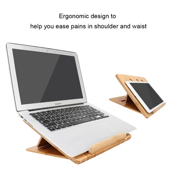 ICozzier Original Bambus Laptop Pliabil Suport stativ Reglabil, Computer de tip Notebook Tableta Acasă Birou de Pat Disipare a Căldurii Muntele