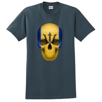 Marca Man T Shirt 2019 Nou Brand Tee Haine De Bumbac Nou Barbados Flag Skull Print Carbune T-Shirtprinted Tricouri