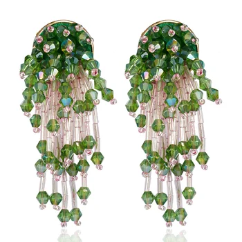 Wishspace de creație manuală, franjuri, flori țesute de femei de moda cercei bijuterii de cristal pandantiv earringss