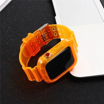 2 în 1 caz pentru iwatch 5 bandă Pentru Apple Watch curele clar capacul din spate seria 6 SE 54321 Bratara de Silicon
