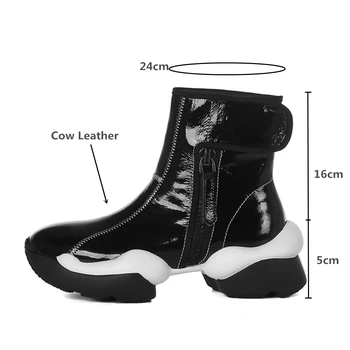 MILI-MIYA Femei de Moda de Vacă Glezna Cizme de Piele de Culoare Solidă Fermoar&Cârlig Buclă Rotund Toe Confortabil Pantofi de Stradă Plus Dimensiune 34-42