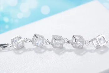 925 Sterling Silver Cube Box Bratari & Brățări Noua Bratara Fashion Pentru Femei Sterling-silver-bijuterii