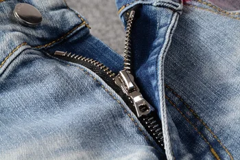 De mari Dimensiuni 28-40 de Moda Streetwear Bărbați ecuson broderie rupt slim fit Designer Imprimate Pantaloni din denim Slim Fit Blugi de sex Masculin