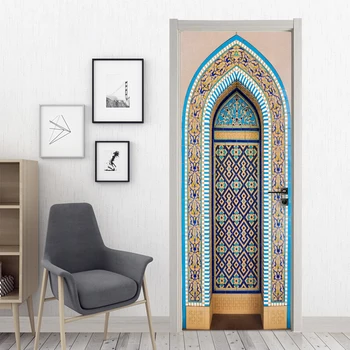 Creative Arabe tocului Artă Murală Autocolant Decor Dormitor Living Ușa de Perete Autocolante autoadezive Vinly Poster de Perete