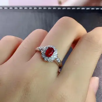 KJJEAXCMY boutique de bijuterii argint 925 incrustat naturale ruby feminin inel cercei pandantiv colier set suport de detectare a l