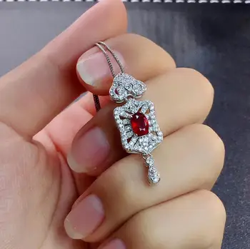 KJJEAXCMY boutique de bijuterii argint 925 incrustat naturale ruby feminin inel cercei pandantiv colier set suport de detectare a l