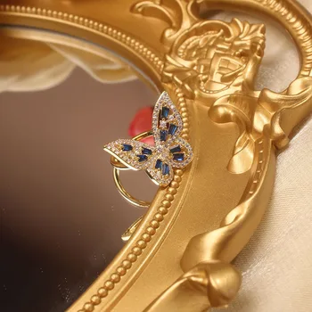Fierbinte de vânzare moda bijuterii rafinat cupru încrustat zircon fluture de deschidere, indicele deget inelul inteligent petrecere de dans inel