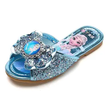 Disney Frozen Fete Sandale Printesa Papuci Copii Acasă, Papuci de casă Pantofi de Plaja si apa Copii Paiete Bowknot papuci Casual Slider