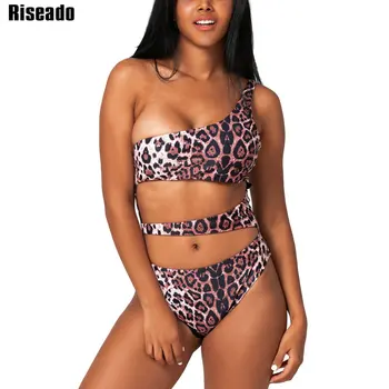 Riseado Leopard-O Singură Bucată De Costume De Baie Femei Pe Un Umăr Costume De Baie Decupate Beachwear 2021 Sexy Costum De Baie Summer Beach Body