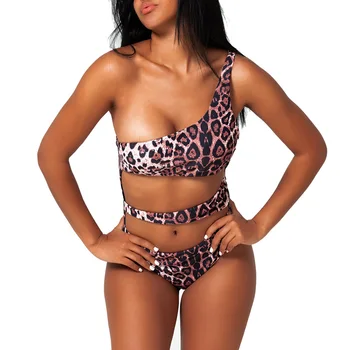 Riseado Leopard-O Singură Bucată De Costume De Baie Femei Pe Un Umăr Costume De Baie Decupate Beachwear 2021 Sexy Costum De Baie Summer Beach Body