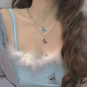Drăguț 90 Fluture Colier coreea Lisa Stil Fantacy Bratara Pastelate Zână Lanț Instagram Fierbinte Tumblr Egirl Dropshipping