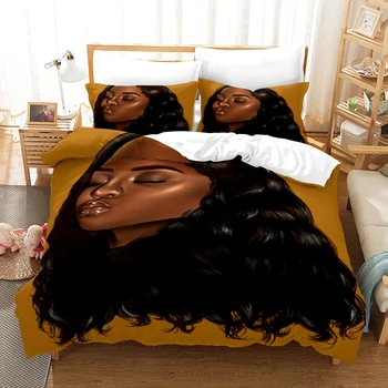 Fanaijia de Lux 3d de Imprimare de Seturi de lenjerie de Pat Queen-Size African fata de Plapuma cu față de Pernă stil Occidental Pat Mângâietor