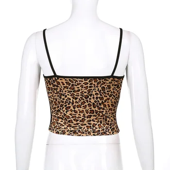 Darlingaga Vintage V Gât Leopard de Imprimare Y2K Estetice Crop Top pentru Femei de Moda Curea Dantelă Asieta Cami Top Arc ' 90 Clubwear Sexy Topuri