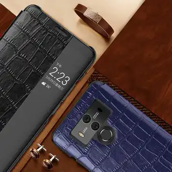Autentice Din Piele De Caz Pentru Huawei Mate 10 Pro Caz Trezire Capacul Telefonului Inteligent Coque Pentru Huawei Mate 10 Caz Cu Fereastra De Vizualizare
