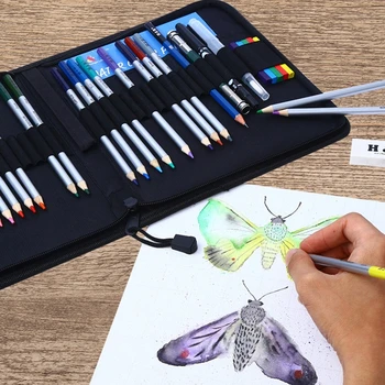 40pcs solubil în Apă, Creioane Colorate, Radieră, Ascuțitoare Notebook Kit de Artă pentru Artist Desen de Colorat cu geantă de transport