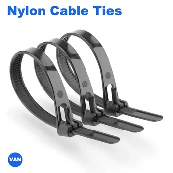 8*500 100BUC cabluri nailon 8*150/200/250/300/400/450may liber slipknot lega ambalaje reutilizabile din Plastic Zip Tie wrap Curea