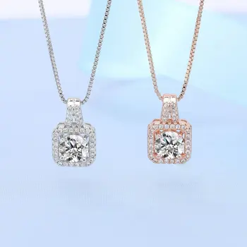 Moda S925 Argint Colier Moissanite Mare Diamant Pătrat Clavicula Lanț de sex Feminin Zircon Placat cu Aur de 18K Bijuterii