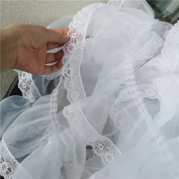 3M/lot 18cm larg alb Frumos organza dantelă flori mici de decor fusta plisata rochie de mireasa dantela accesorii Z1590