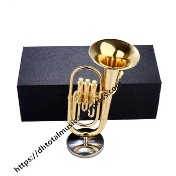 Mini Bariton Model in Miniatura Instrumente Muzicale in Miniatura a Afișa Modelul Mini Bariton, Tubă, Corn cu Caz și Stand