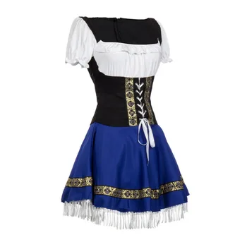 Sexy Albastru Bavarez Oktoberfest Doamnelor Târfă Chelneriță de Servire Costum de Servitoare S-3XL Bere Fata Rochie Fancy