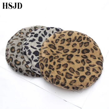 Femei Toamna Iarna Berete De Moda Leopard Imprimate Beretă De Lână Capac Doamnelor Fete Casual Pălării De Sex Feminin Pictor Cald De Mers Pe Jos Capacul