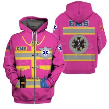 Tessffel Tehnician Medical de Urgență EMT EMS Paramedic Casual cu Maneci Lungi Streetwear 3DPrint Zip/Hanorace/Jachete/Jacheta S15