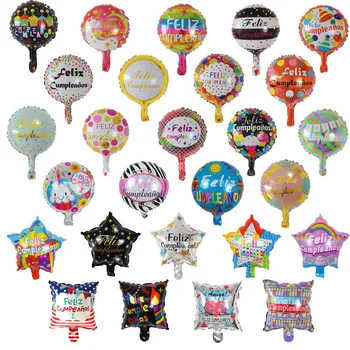 50/100buc 10inch spaniolă la mulți ani Baloane Folie Feliz Cumpleanos Balon cu Aer Petrecere Eveniment Decoratiuni Aer Golobs