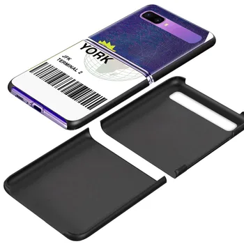 Zbura Bilet Orașului Londra, Tokyo PC Caz Pentru Samsung Galaxy Z Flip 5G Negru Plastic Dur Telefon Coque Pliere Și Divizarea Shell