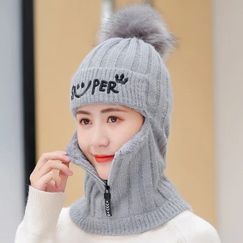 AELNNG Brand de Iarna pentru Femei Pălării Tricotate Plus Cașmir Cald Pălărie Pentru Femei Cu Fermoar Ureche Capac de Protecție