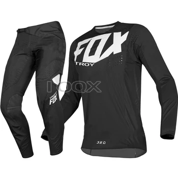 2019 TROY Fox MX 360 Kila Jersey Pantaloni Motocross Dirt bike MTB ATV-uri pentru Adulti Racing Negru Set de pinioane
