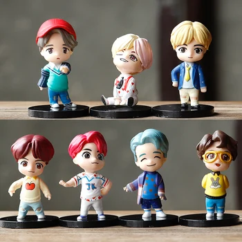 7PCS Kpop Casa de Bangtan Boys Pop-up Mini Figura suportul de Birou Bord Jucării de Desene animate Q Stil JK Masina Sta de Bord Decor de Calitate Superioară
