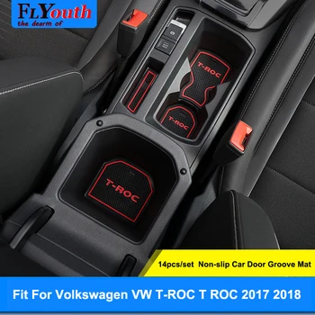 Masina Poarta Slot Pad anti-alunecare Cupa Mat Anti-Alunecare Ușa Groove Mat Pentru Volkswagen T-ROC T ROC TROC 2017 2018 Interior Accesorii Auto