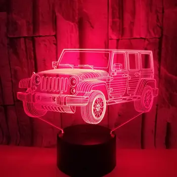 Misto Masina Jeep Forma Multicolore Lampa de Masa 3D LED USB Acasă de Iluminat Decorative Cablu Prieten Cadouri Dormitor Copii Lumina de Noapte