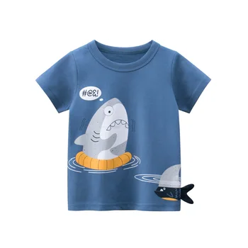 Vara baietel Haine Copii tricou shark de Imprimare de Desene animate pentru Copii Tricou Tricouri Copil din Bumbac Copilul Topuri 2020 nouă primăvară
