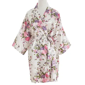 Femei Camasa De Noapte Scurta Din Satin Kimono-Halat Sexy Flori De Cires Faux Robe De Mătase Mireasa Rochie De Domnisoara De Onoare O Mărime 2019 Vara