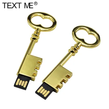 TEXT MINE de Aur 64GB Cheie USB2.0 4GB 8GB 16GB 32GB Pendrive USB Pendrive Cadou Creativ Pendrive