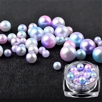 1 Cutie cu 12 Culori Farmece Gradient de Perle Rotunde Strălucitoare 3D Nail Art Margele Meserii DIY Accesorii Bijuterii