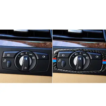 Pentru BMW X5 E70 X6 E71 2008-2013 seria 5 E60 2008-2010 Carbon Faruri Comutator Buton Capac Cadru Autocolant Tuning Auto Accesorii