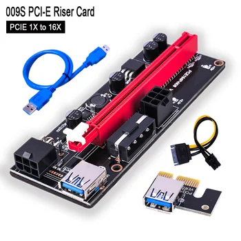 VER009S PCI-E Riser Card Dual 6pini Adaptor Card PCIe 1X la 16X Extender Card USB 3.0 Cablu de Date pentru Minerit BTC Miner