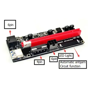 VER009S PCI-E Riser Card Dual 6pini Adaptor Card PCIe 1X la 16X Extender Card USB 3.0 Cablu de Date pentru Minerit BTC Miner