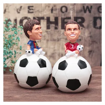 Frumoasa caseta de Bani Rășină Player Ronaldo/Messi Fotbal Club Acțiune pentru a Sculpta Copii Cadouri pusculita
