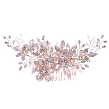 La modă Rose de Aur Stras Nunta Piepteni de Păr Accesorii de Par pentru Mireasa Cristal Caciulita Ornamente de Păr de Păr de Nunta Bijuterii