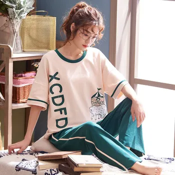 Pijamale Femei, Pijamale de Bumbac Haine Noi de Desene animate Drăguț Sleepwear Set de Pijama coreean Vrac de Origine a Studentului Costum de pijama mujer