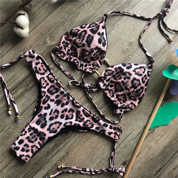 Canaf frunze de imprimare de femeie costume de baie 2020 nou Sexy brazilian bikini costum de baie Halter triunghi costume de baie femei micro biquin