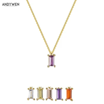 ANDYWEN 925 Sterling Silver Violet Colier Pandantiv pentru Femei cel Mai bun Cadou de Zirconiu CZ Bijuterii de Lux pentru 2020 Petrecere de Moda Declarație