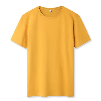Vară Nouă Bărbați Bumbac T-Shirt Culoare Solidă Moale la Atingere Tesatura Bază de Bărbați Topuri Tricouri Casual Barbati Haine