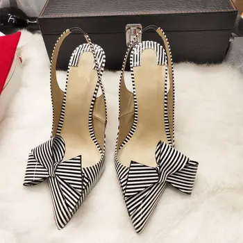 De vară 2020 livrare gratuita femei de moda pompe stripe bow sandale sandale cu toc pantofi cu toc stiletto de 12 cm 10 cm 8 cm dimensiuni mari