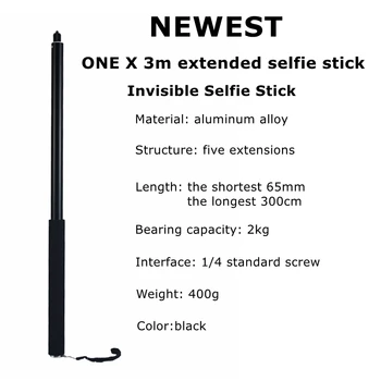 Noi 3m Aliaj de Aluminiu Pol Super Lung Telescopic Selfie Stick Pentru Insta360 O R X X2 Pentru GoPro Hero 9 8 7 6 5 Max Accesorii