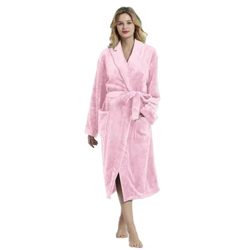 2020 Sexy Kimono Sleepwear Halat Femei Cu Maneca Lunga De Pijama Om Cald Prosop De Baie Halat De Baie Gros De Iarna Flanel Dressing Rochie De Mireasa