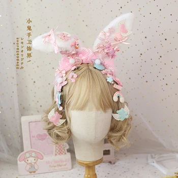 Dulce Bomboane Drăguț Iepure Ureche Lolita KC Bow Headband Treabă stil Japonez Sora Moale Kawaii Urs Ureche Păr hoop articole pentru acoperirea capului